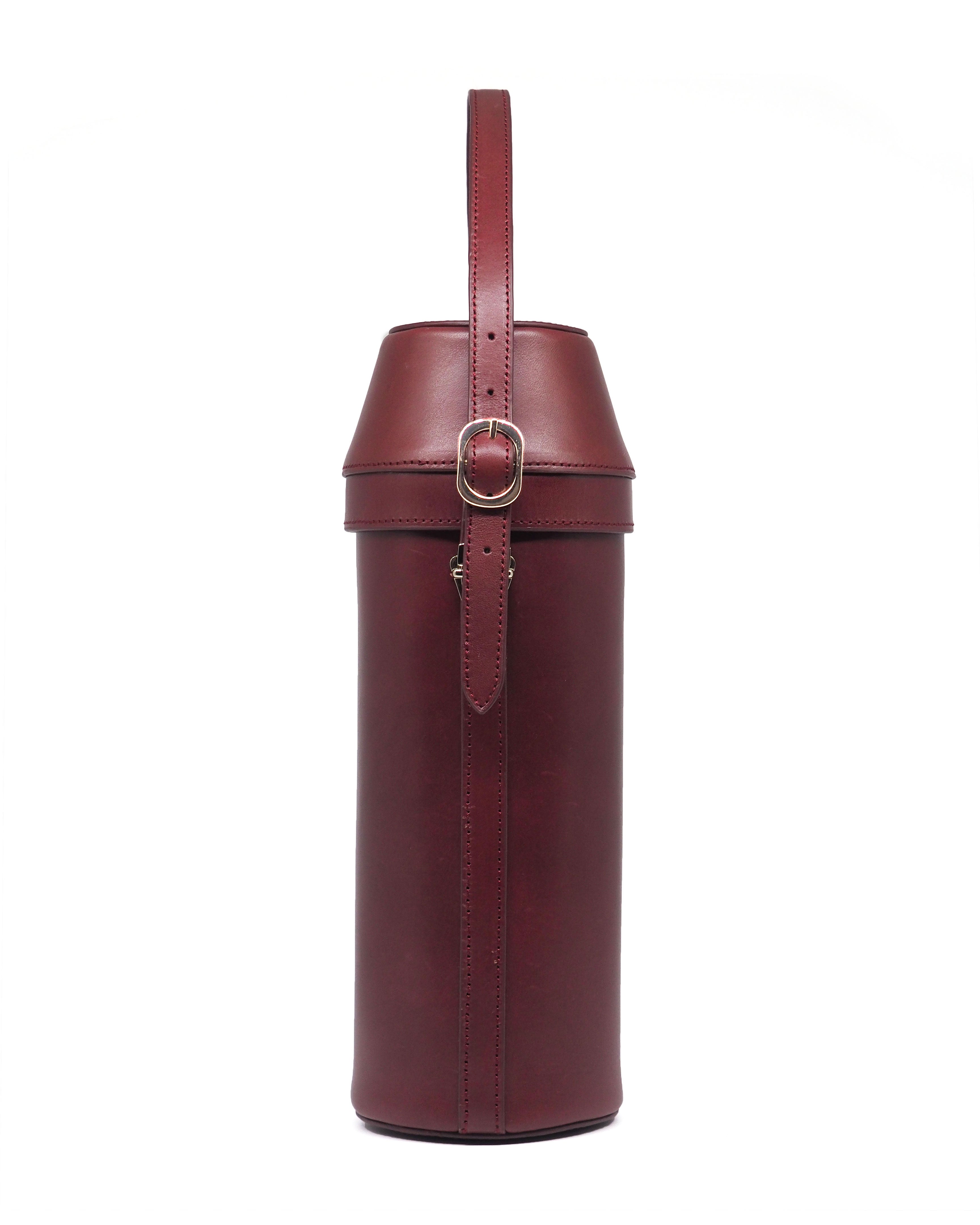 Wine Bottle Leather Cover (Insulated)-Burgundy - Opakuma