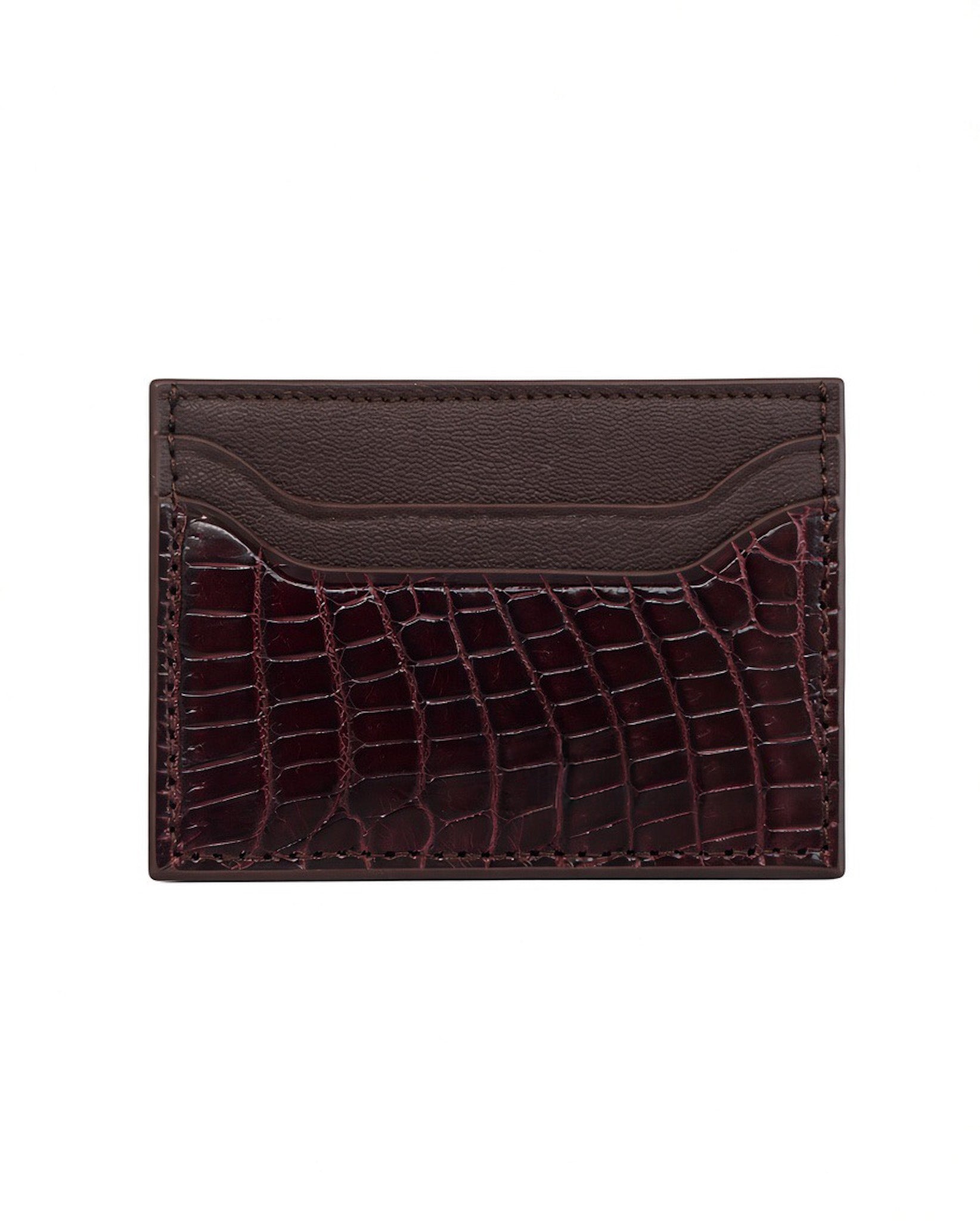 Alligator Pocket Cardholder (Burgundy/ Bourgogne Chèvre)