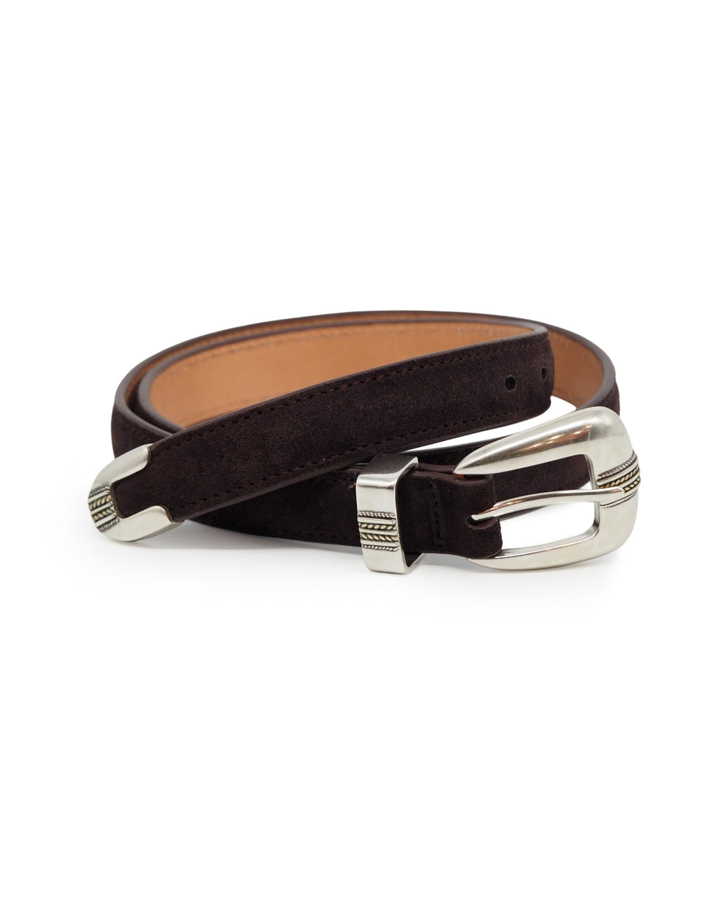 Western Suede Belt (Dark Brown)