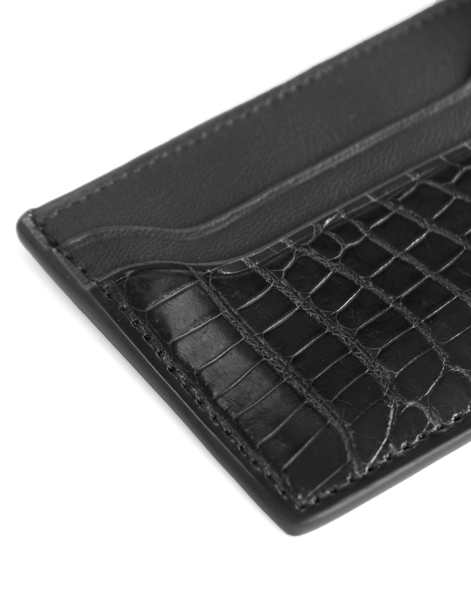 Alligator Pocket Cardholder (Black/ Noir Chèvre)