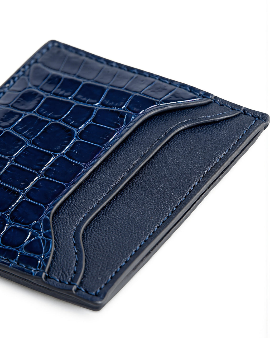 Alligator Pocket Cardholder (Bleu Electrique/ Bleu Abysse Chèvre)
