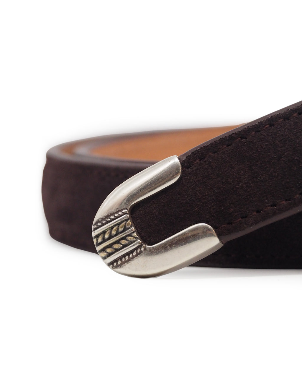 Western Suede Belt (Dark Brown)