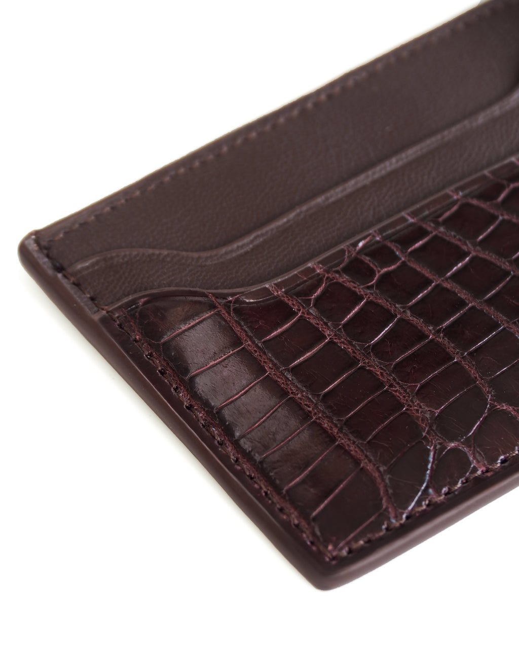 Alligator Pocket Cardholder (Burgundy/ Bourgogne Chèvre)