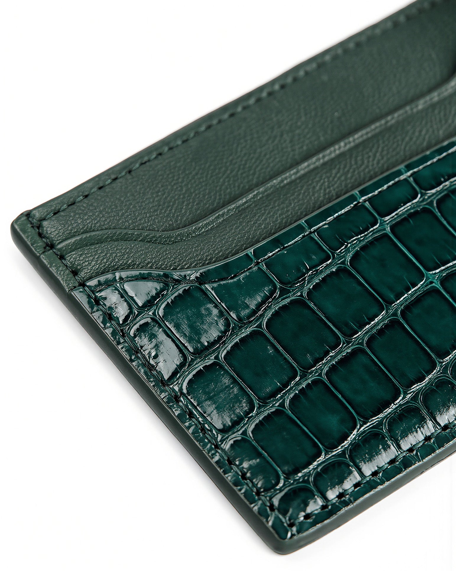 Alligator Pocket Cardholder (Emerald/ Vert Anglais Chèvre)