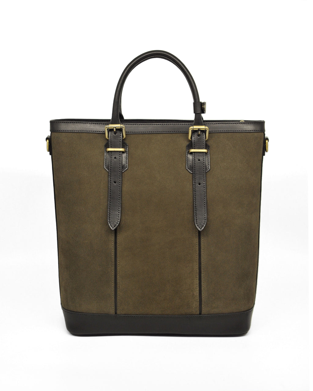 Suede Zipper Tote (Moss Green/ Nero)