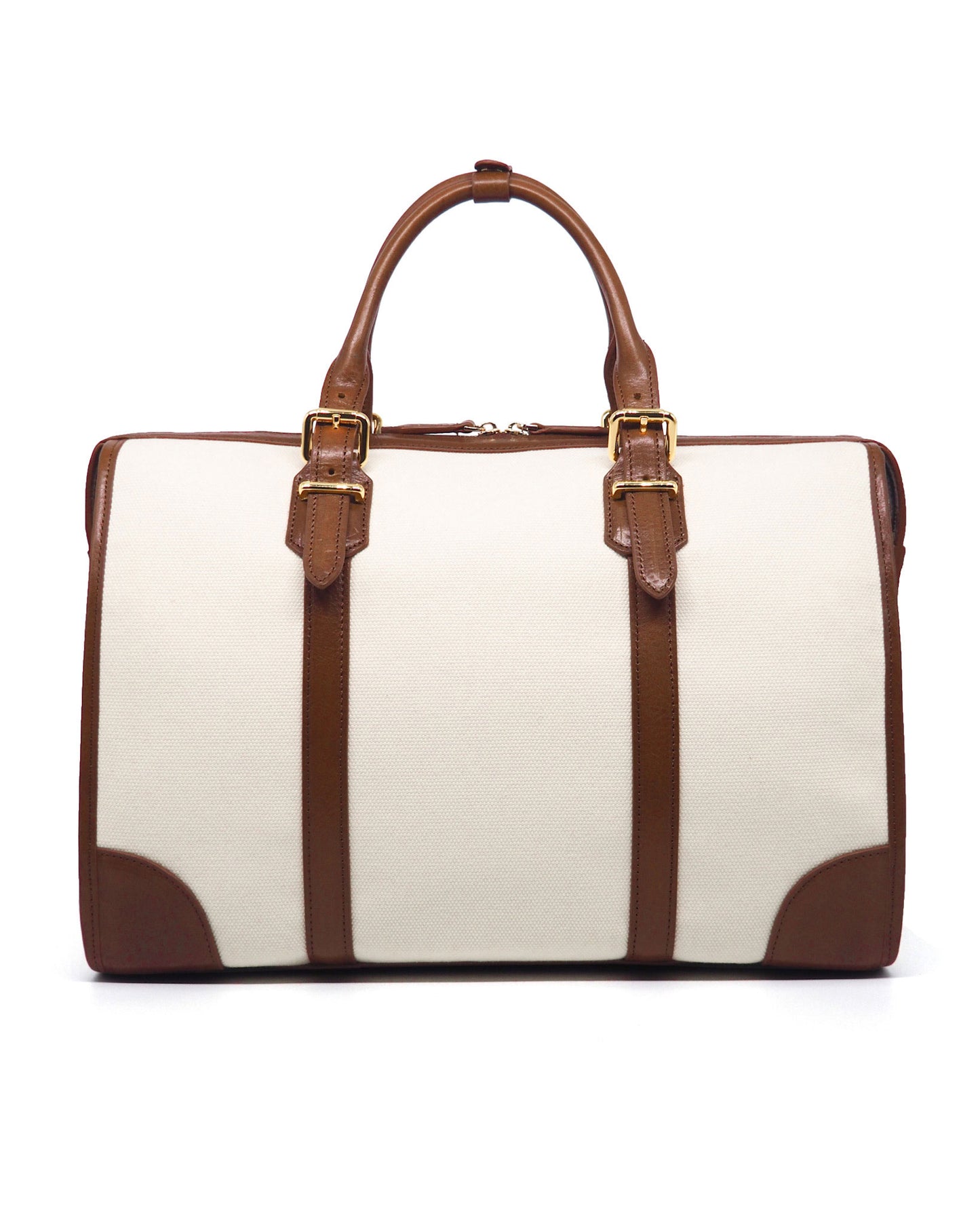 Cream Canvas - Tan Leather, Duffle Bag
