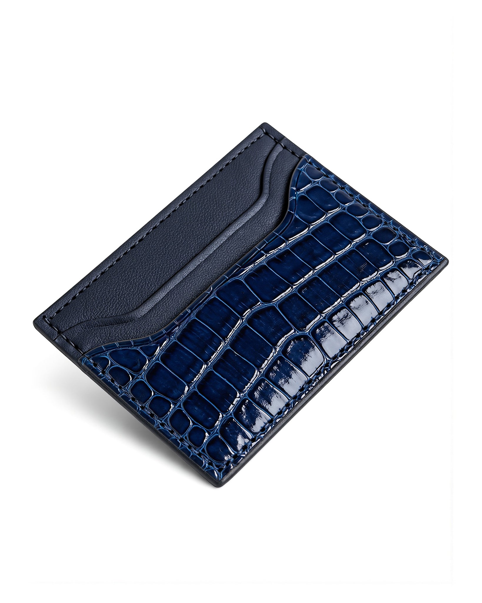 Alligator Pocket Cardholder (Bleu Electrique/ Bleu Abysse Chèvre)