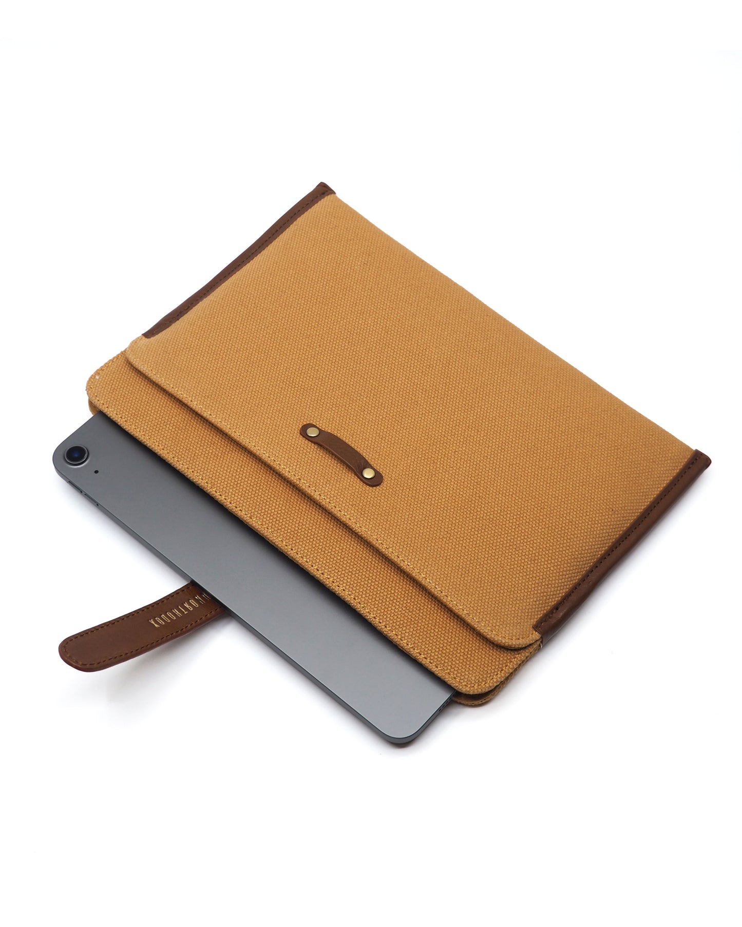 Heavy-Weight Canvas Tablet Sleeve (Sand/ Cognac)