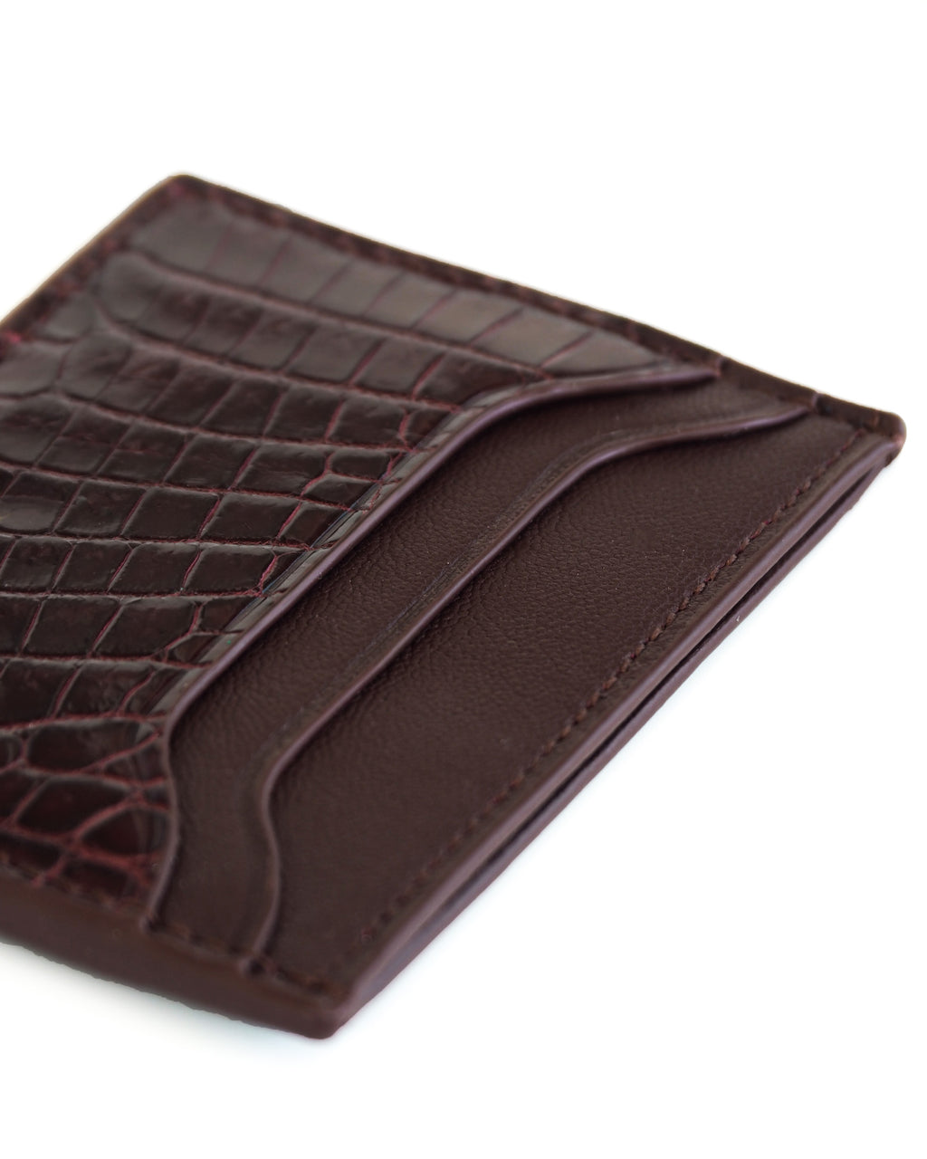 Alligator Pocket Cardholder (Burgundy/ Bourgogne Chèvre)