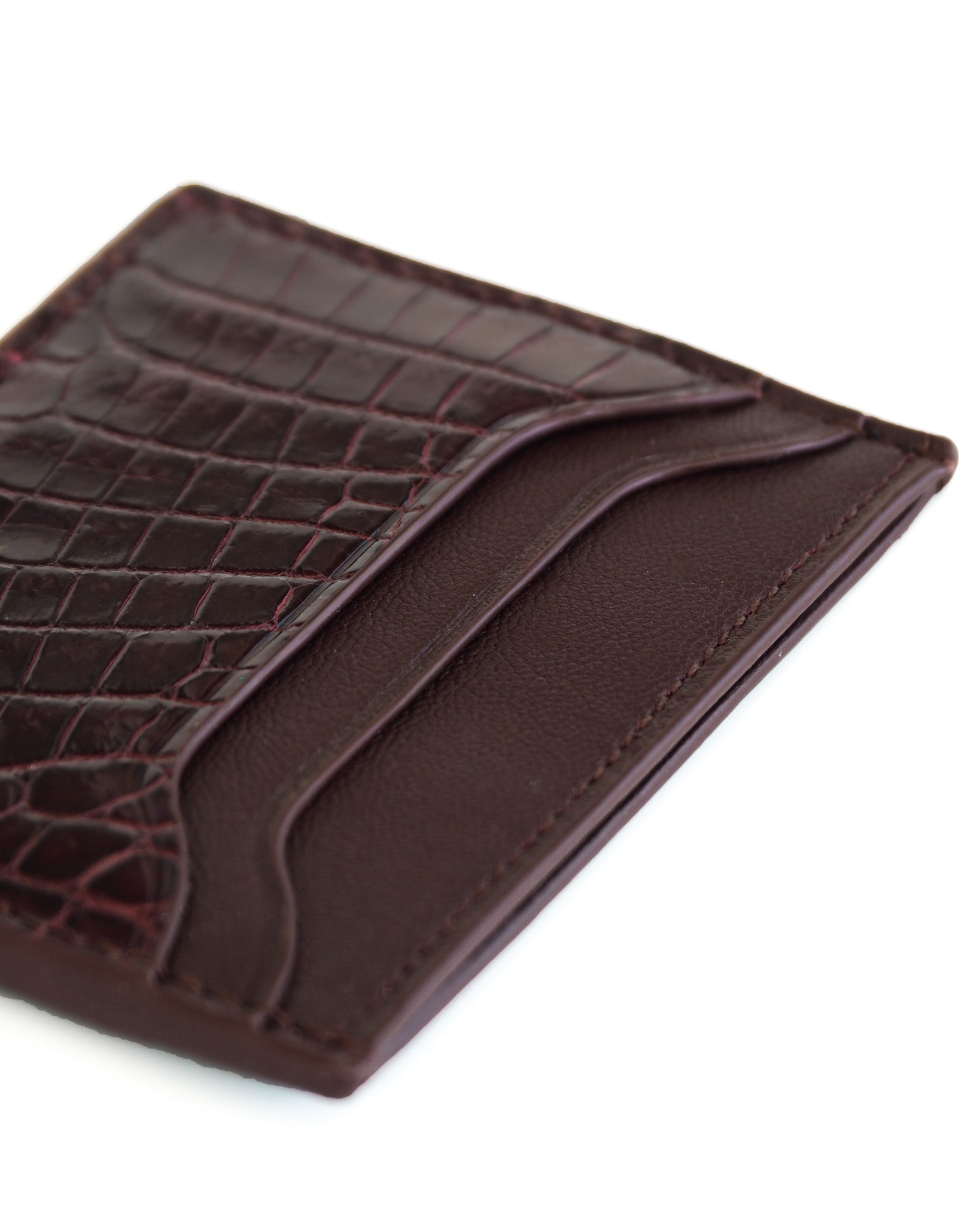 Alligator Pocket Cardholder (Burgundy/ Bourgogne Chèvre)