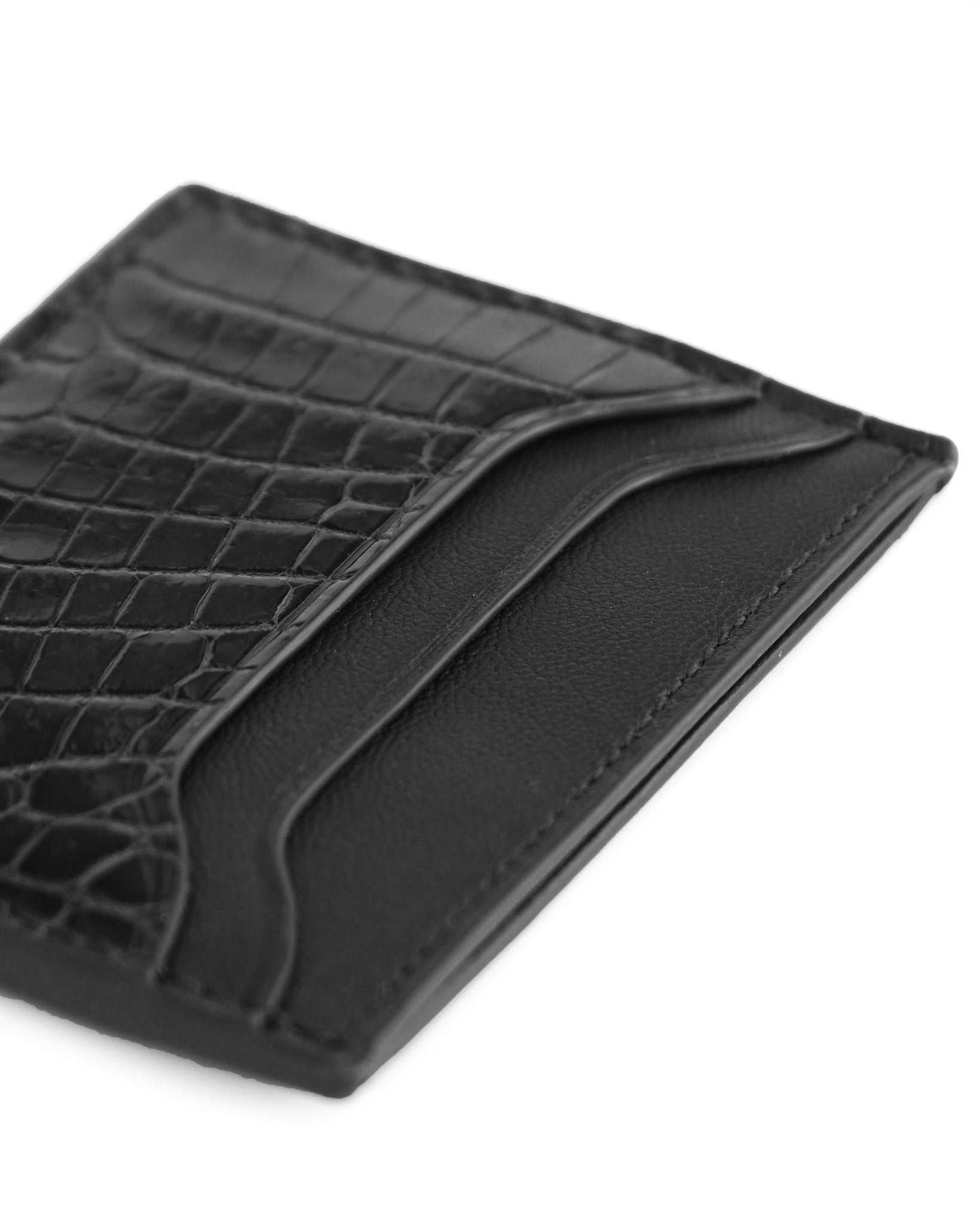 Alligator Pocket Cardholder (Black/ Noir Chèvre)