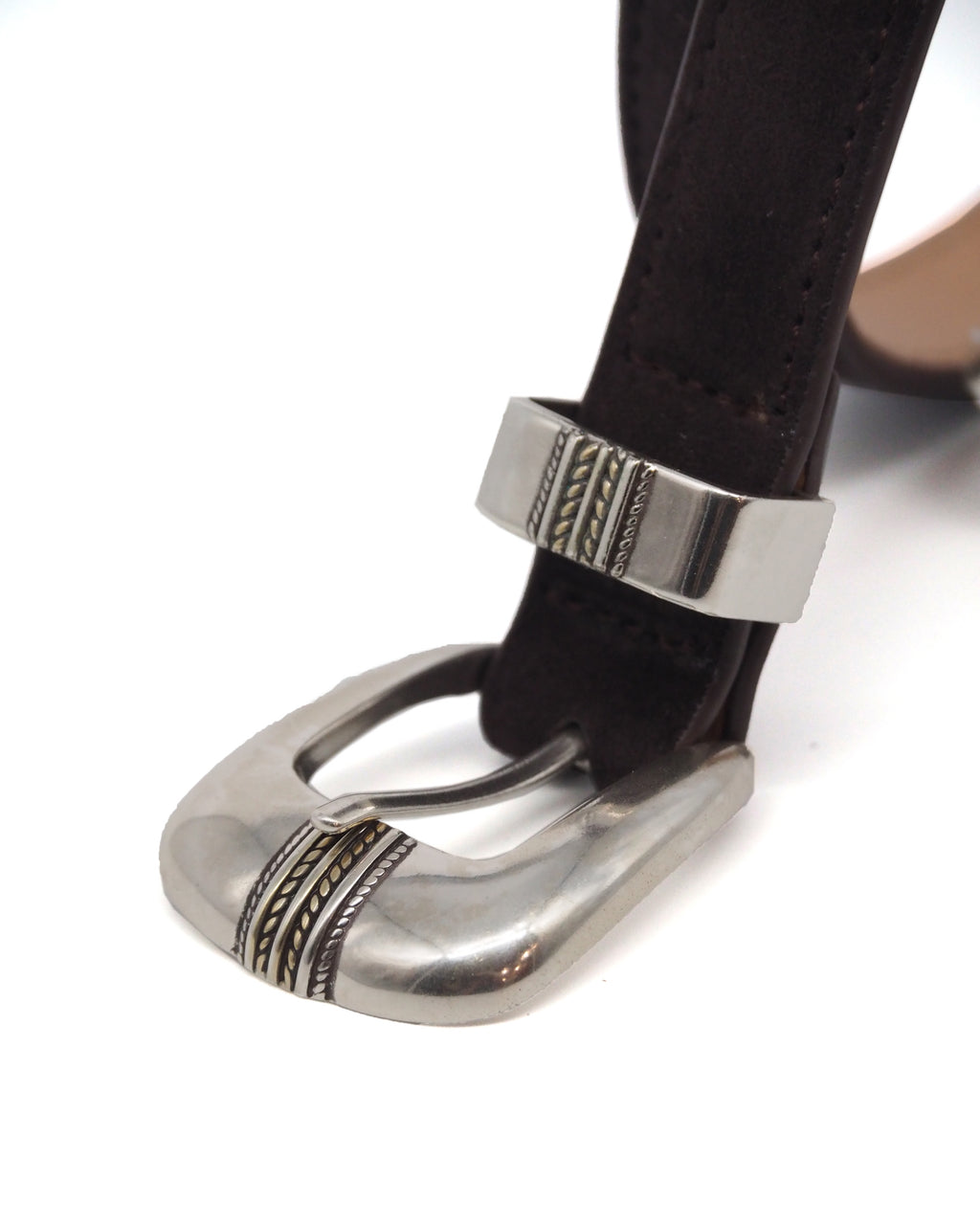 Western Suede Belt (Dark Brown)