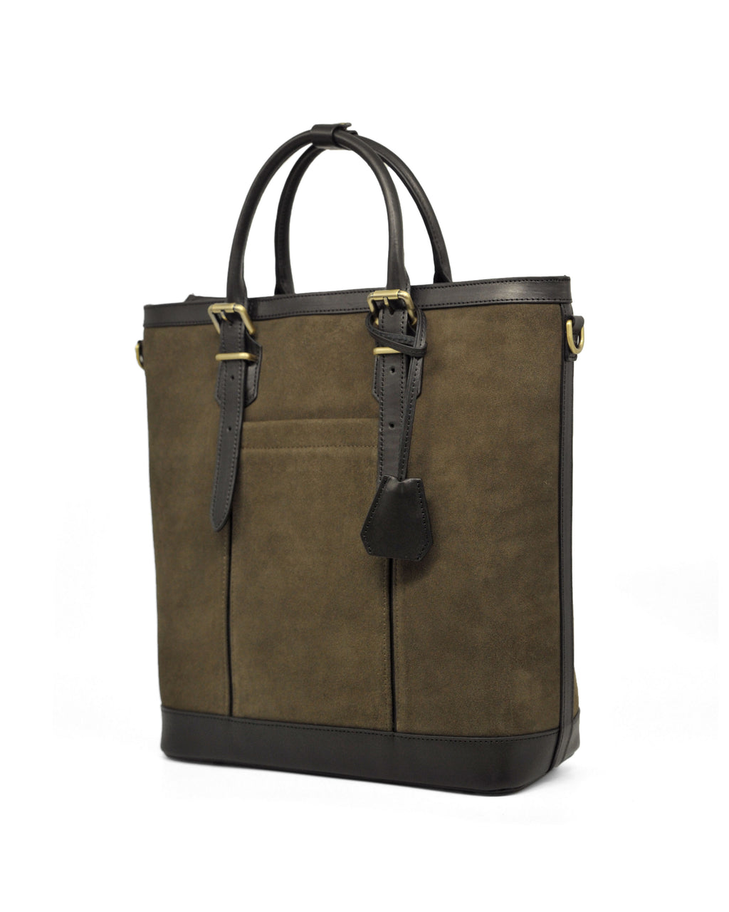 Suede Zipper Tote (Moss Green/ Nero)