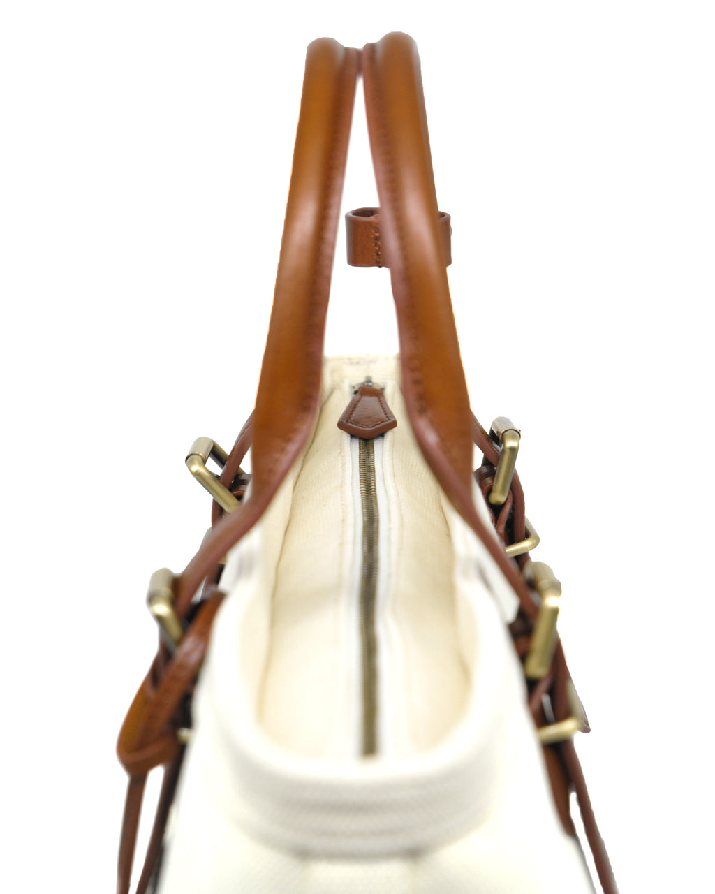 Heavy-Weight Canvas Traveller Tote (Ivory/ Cognac)