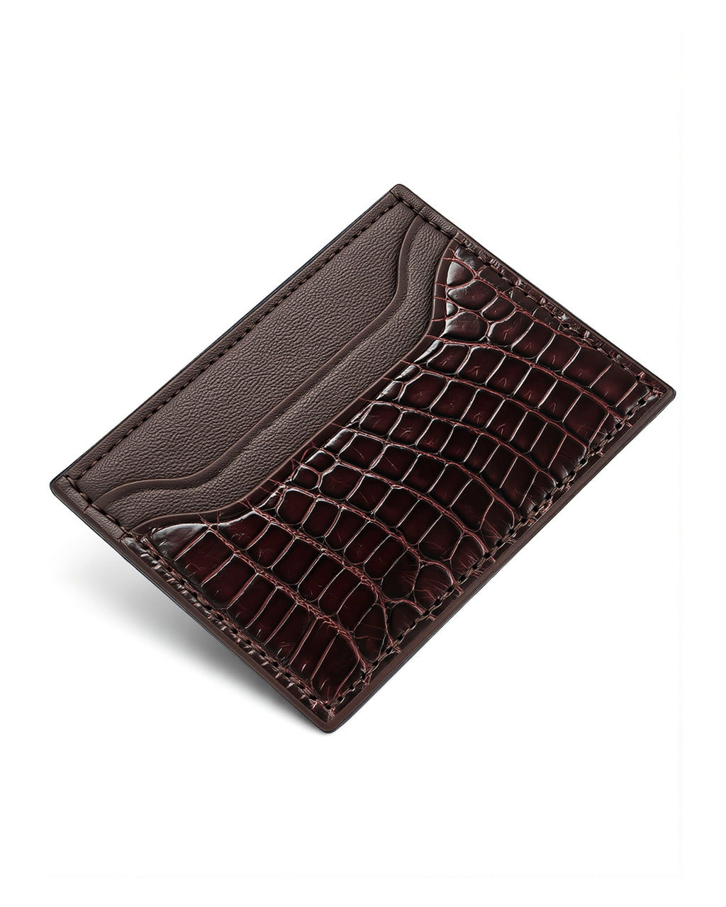 Alligator Pocket Cardholder (Burgundy/ Bourgogne Chèvre)
