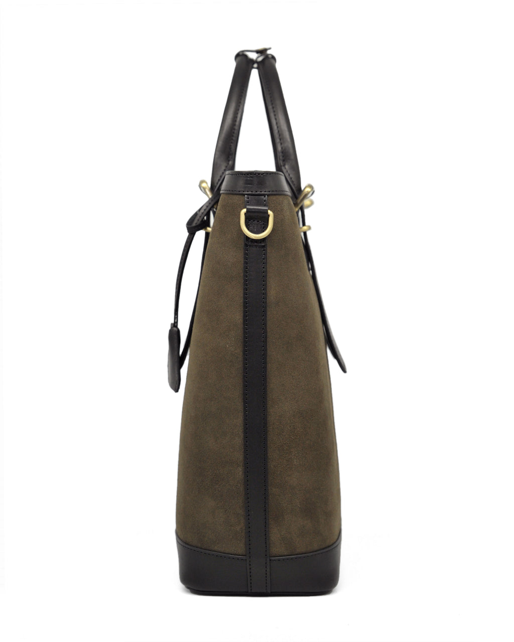 Suede Zipper Tote (Moss Green/ Nero)