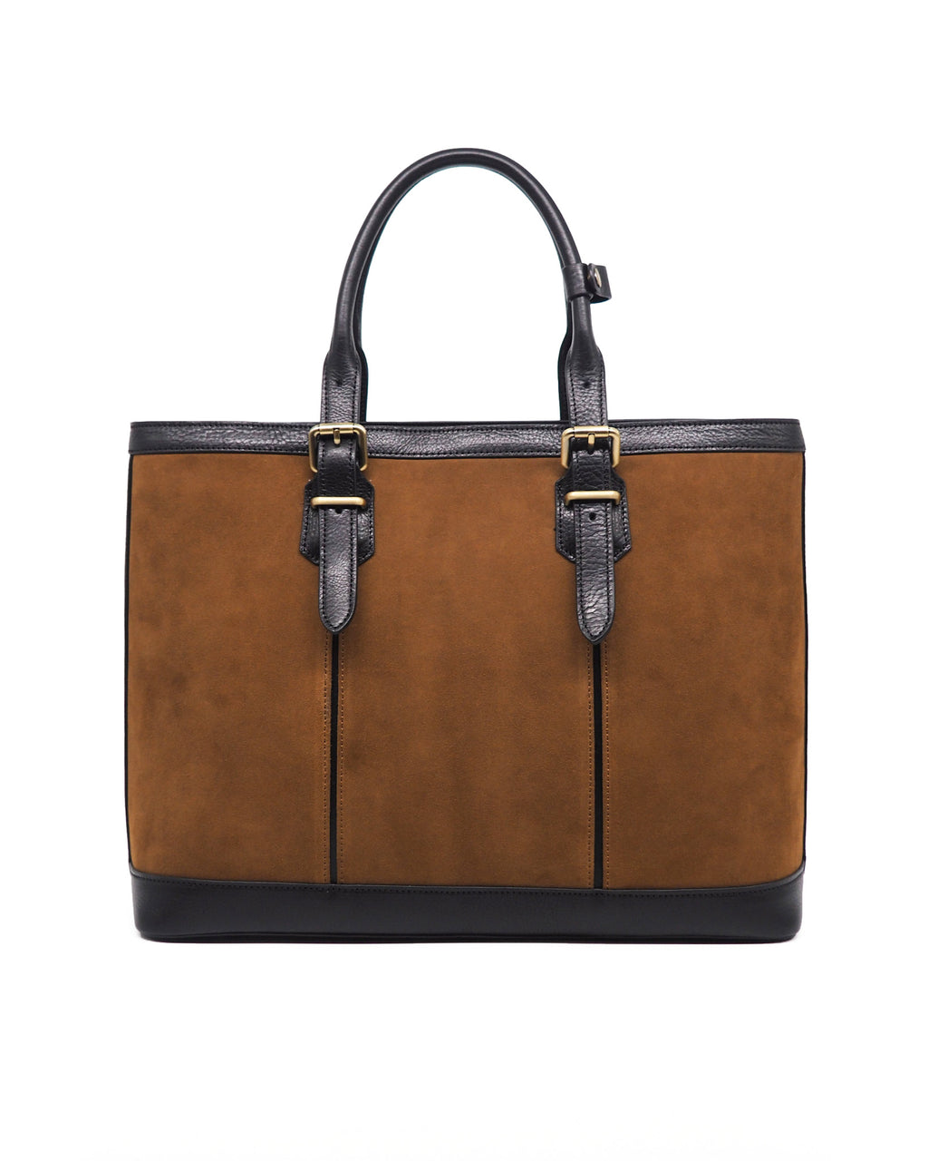 麂皮旅行手提包（煙草色/黑色）