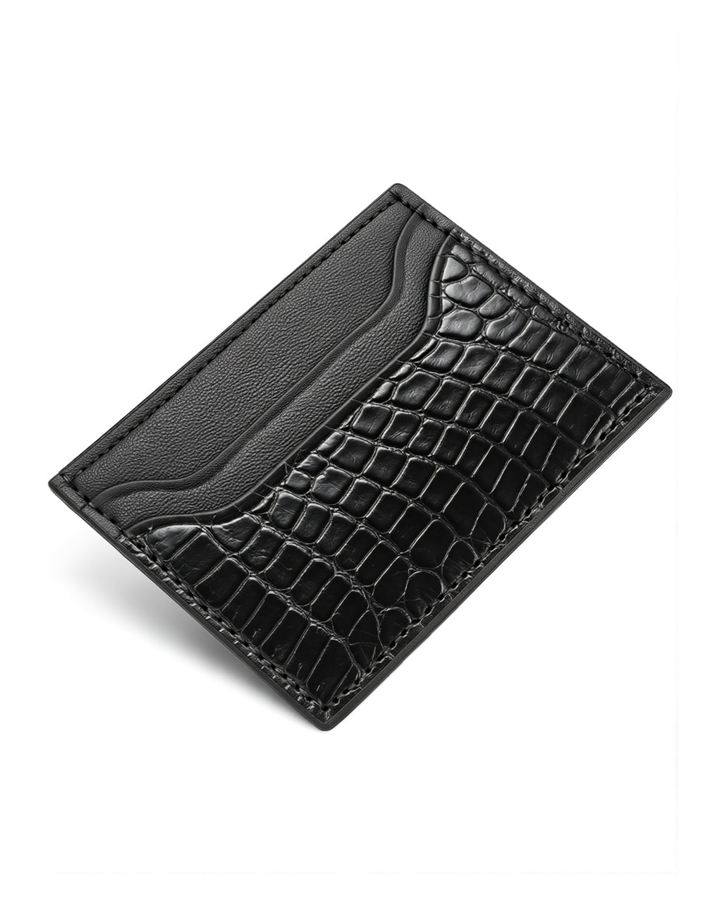 Alligator Pocket Cardholder (Black/ Noir Chèvre)