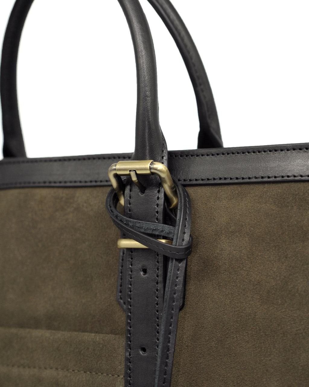 Suede Zipper Tote (Moss Green/ Nero)