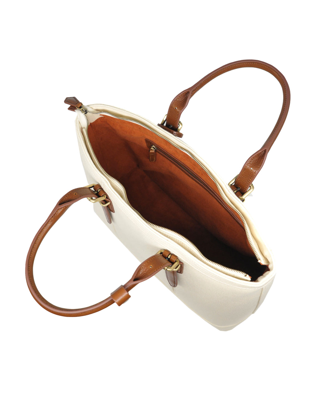 Heavy-Weight Canvas Traveller Tote (Ivory/ Cognac)