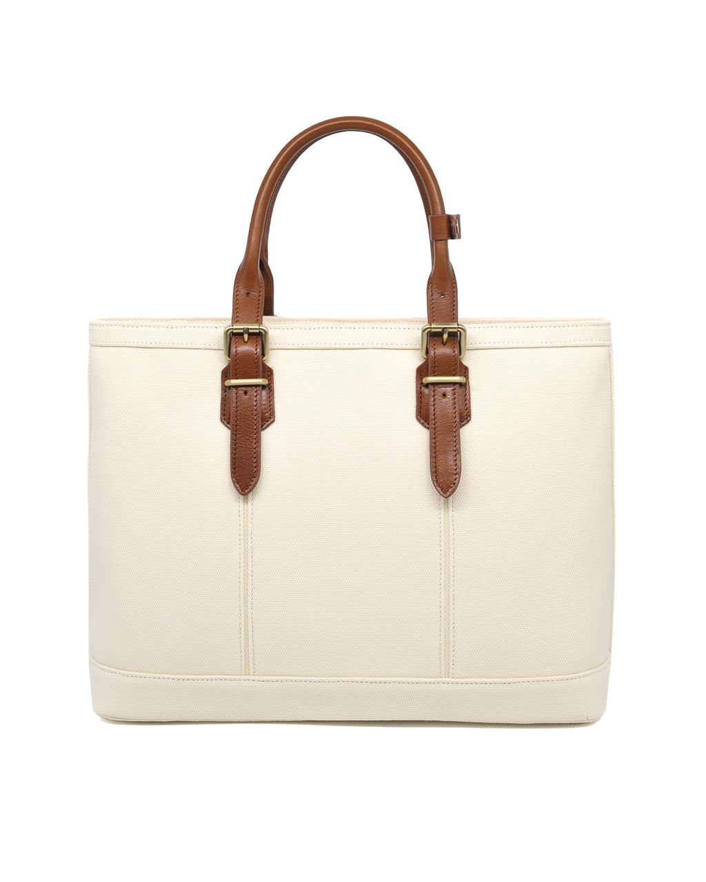 Heavy-Weight Canvas Traveller Tote (Ivory/ Cognac)