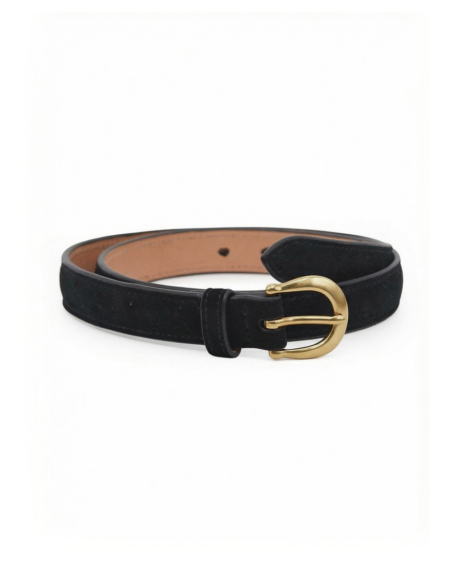 Horseshoe Suede Belt (Black)
