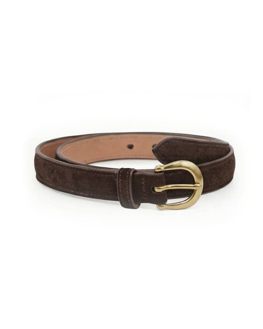 Horseshoe Suede Belt (Dark Brown)