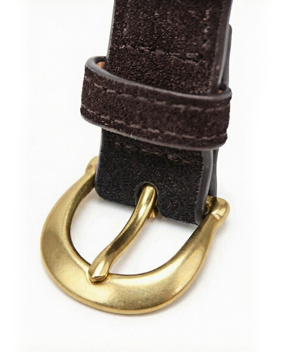 Horseshoe Suede Belt (Dark Brown)