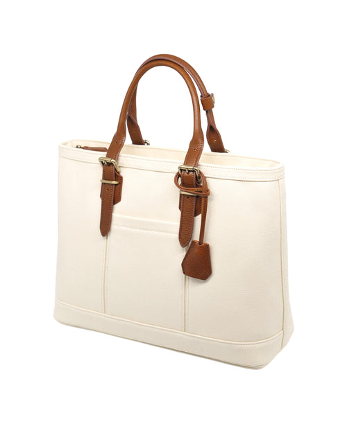 Heavy-Weight Canvas Traveller Tote (Ivory/ Cognac)