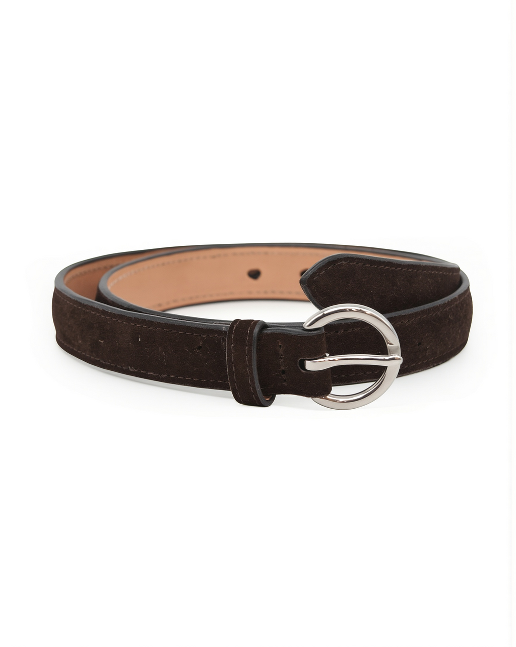 O-Ring Suede Belt (Dark Brown)