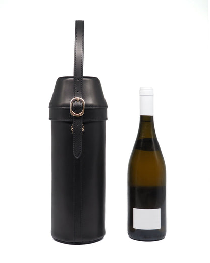 Leather Wine Carrier (Nero Lamma Belly)