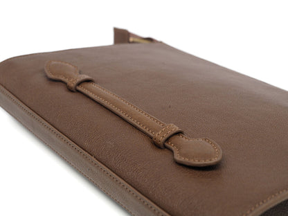 Khaki Full-Grain Tumbled Leather Zip Clutch