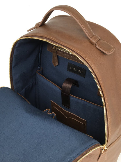 Khaki Full-Grain Tumbled Leather Backpack