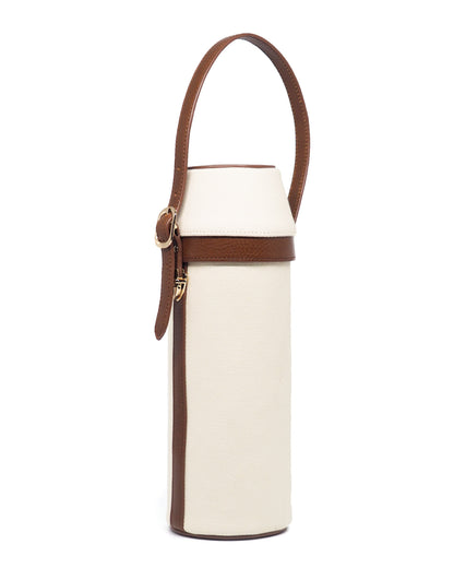Heavy-Weight Canvas Wine Carrier (Ivory/ Cognac)