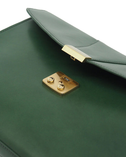 Brass Lock Leather Portfolio (Emerald Green)