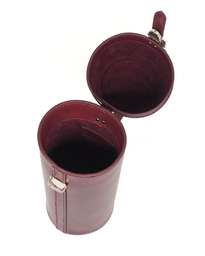 Leather Wine Carrier (Burgundy Lamma Belly)